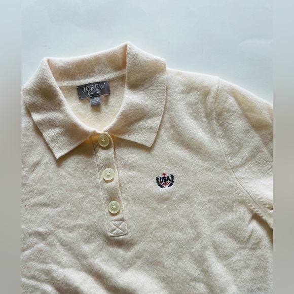 J. Crew Limited Edition USA Swimming X J.Crew Cashmere Cropped Sweater Polo - Picture 6 of 14